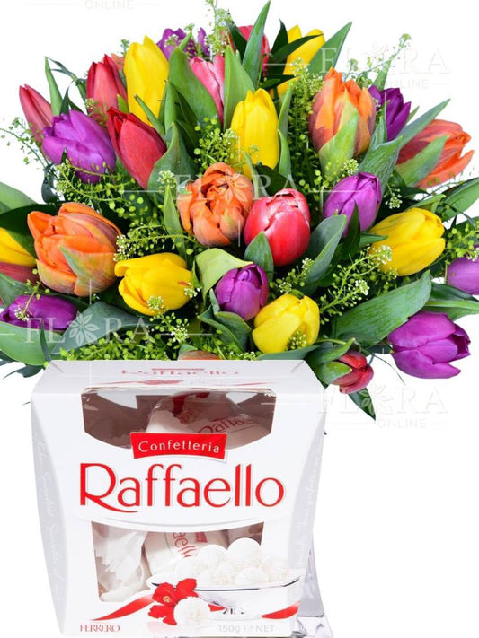 Gift set of Tulips and Raffaello