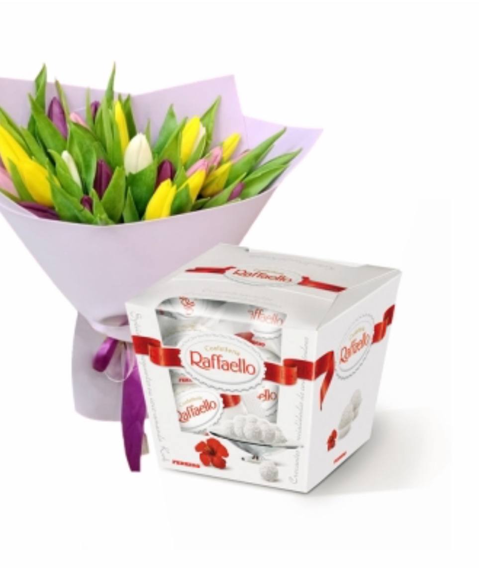 Gift set of Tulips and Raffaello