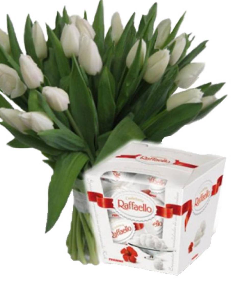 Gift set of Tulips and Raffaello